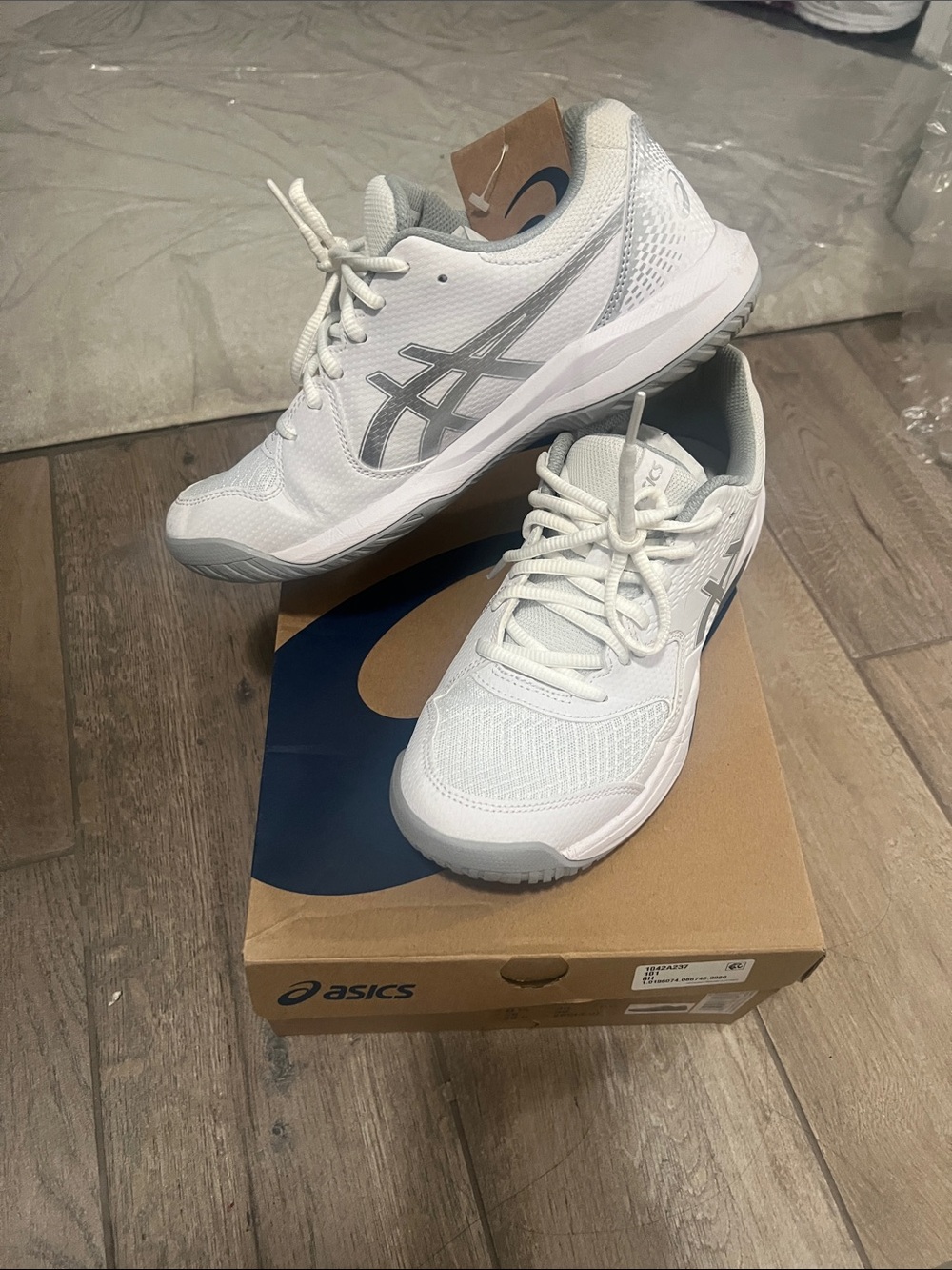 ASICS White and Gray Court Sneakers